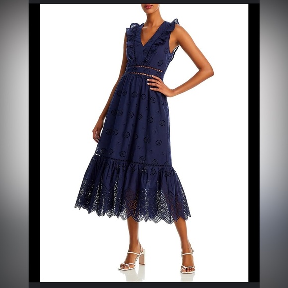 Aqua Dresses & Skirts - Aqua Eyelet Midi Dress
